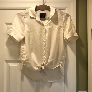 Women's silk, white A&F button down shirt
